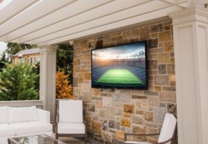 Commercial outdoor TV installation for business entertainment space