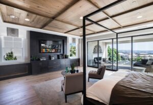 Indoor TV installation with clean wall mounting and hidden wiring