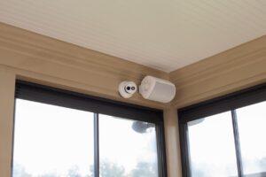 Smart home security camera installation with wide coverage